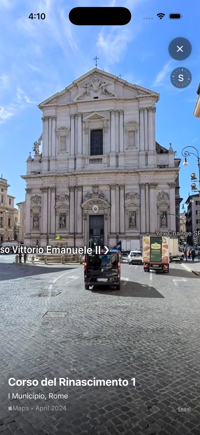 StrideBy Look Around view near Corso del Rinascimento in Rome